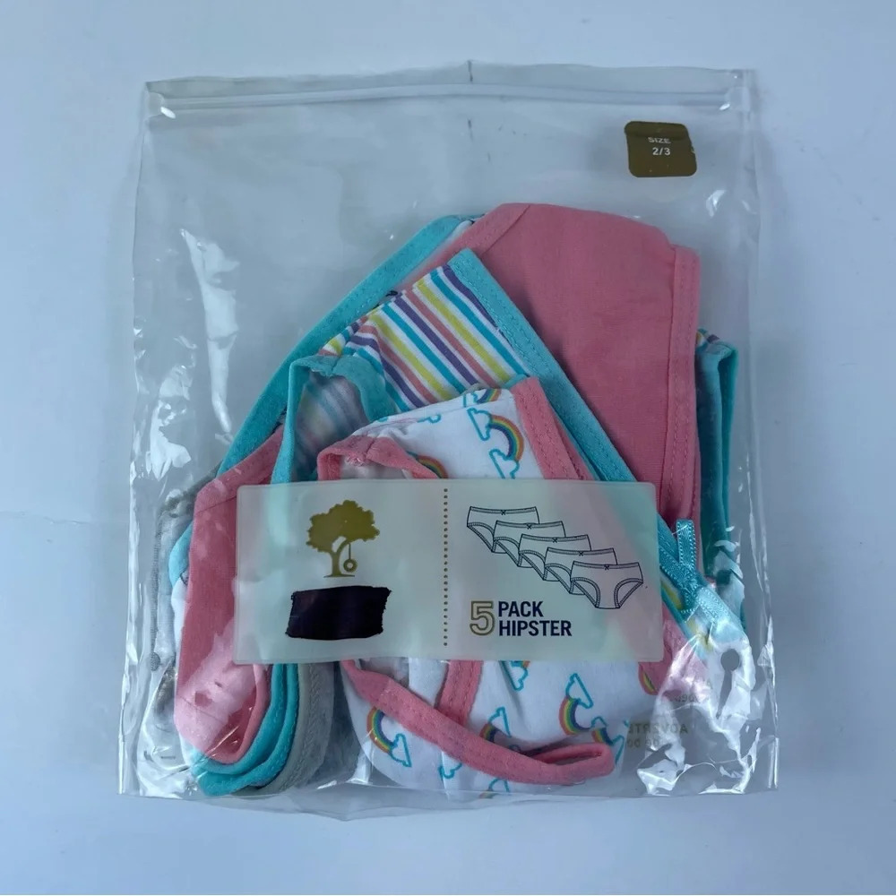 Tucker + Tate 5 Pack Hipster Underwear Girls Size 2 / 3 Rainbow Unicorn NEW